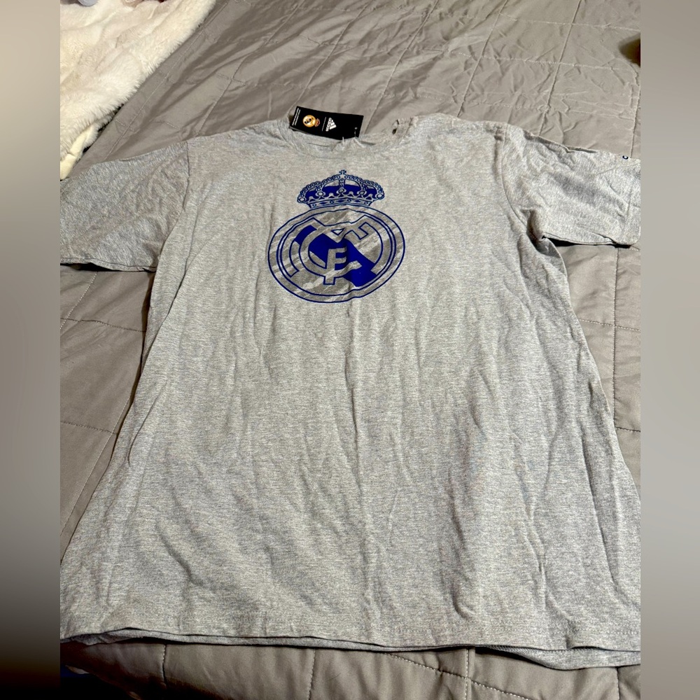Adidas Gray and Blue Real Madrid Men's Tee